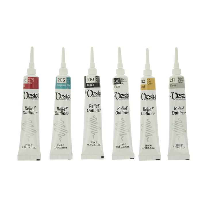 خمیر دورگیر وستا مدل Relief Outliner  حجم 21 میلی لیتر بسته 6 عددی